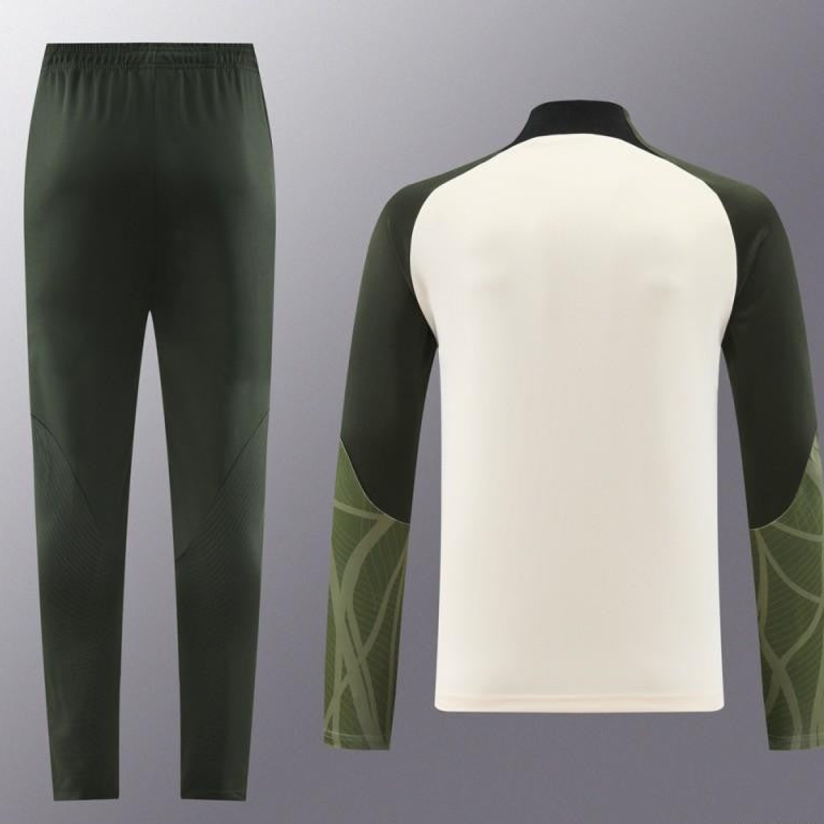 23/24 Barcelona Beige Green Half Zipper Jacket+Pants
