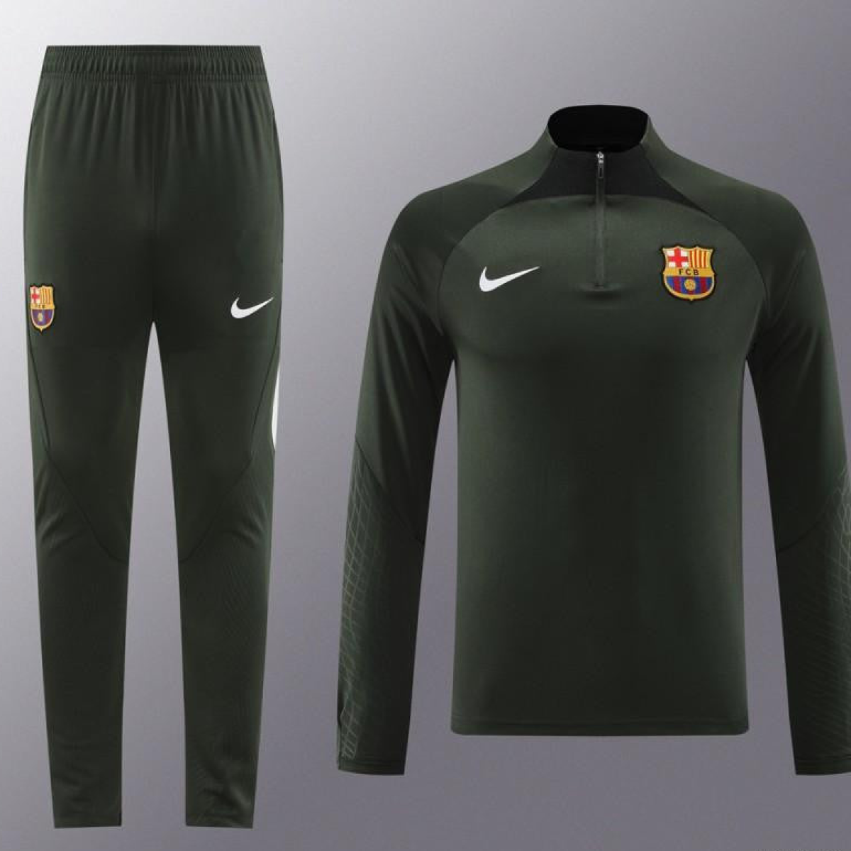 23/24 Barcelona Dark Green Half Zipper Jacket+Pants