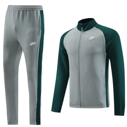 2023 NIKE Grey/Dark Green Hoodie Full Zipper Jacket +Pants