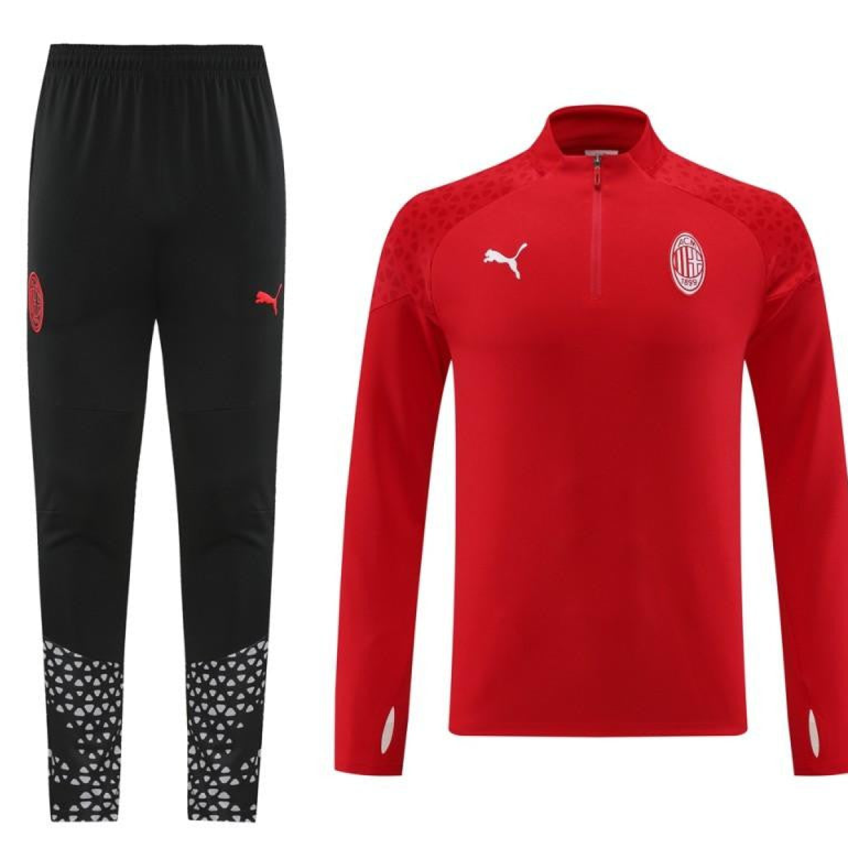 23/24 AC Milan Red Half Zipper Jacket+Pants