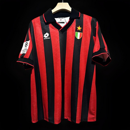 Retro 93/94 AC Milan Home Champion League Jersey With Patches