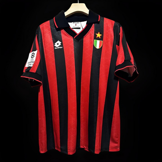 Retro 93/94 AC Milan Home Champion League Jersey With Patches