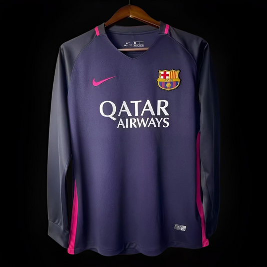Retro 16-17 Barcelona Away Purple Long Sleeve Jersey