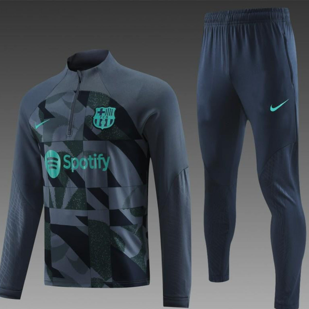 23/24 Barcelona Grey Half Zipper Jacket+Pants