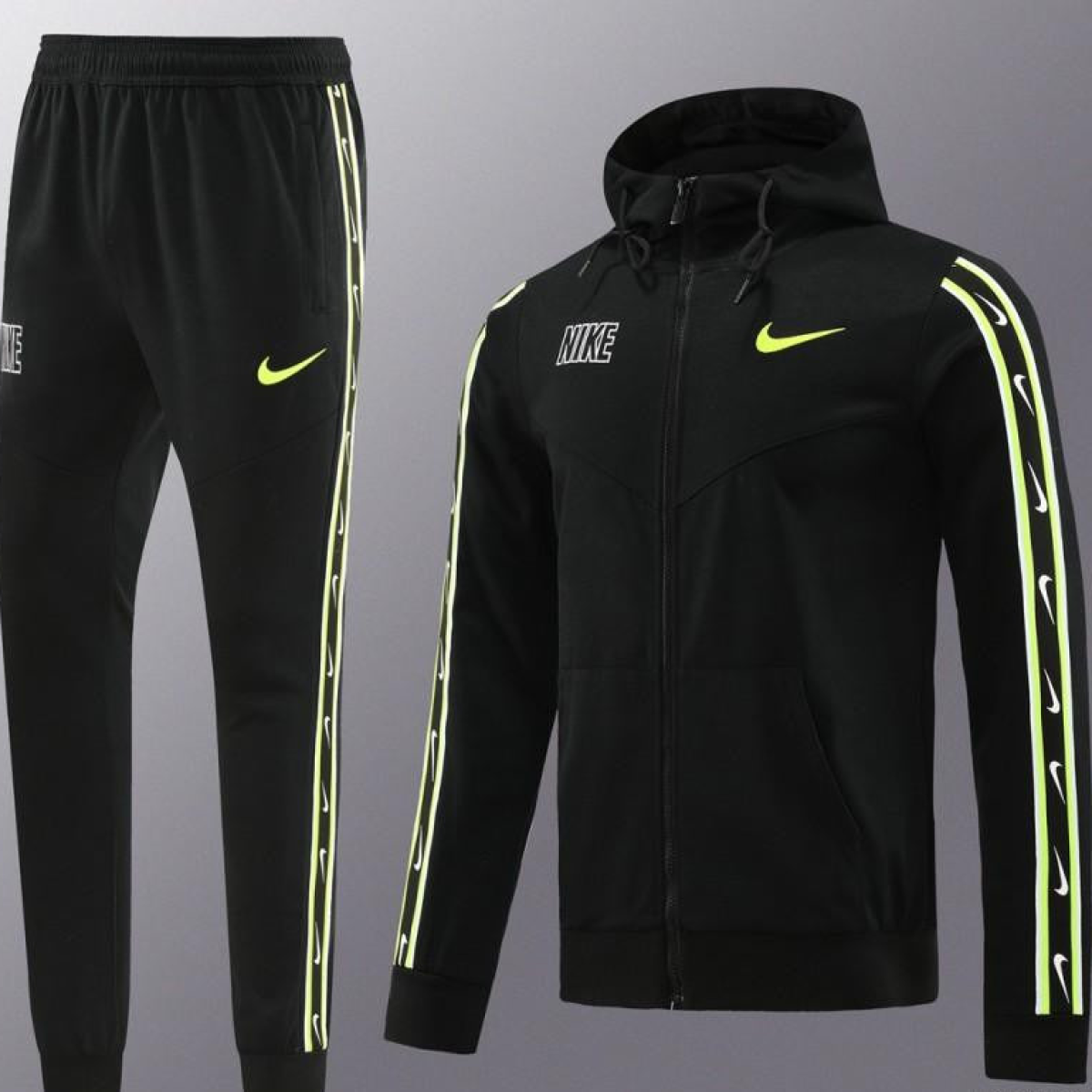 23/24 NIKE Black/Green Full Zipper Hooide Jacket+Pants