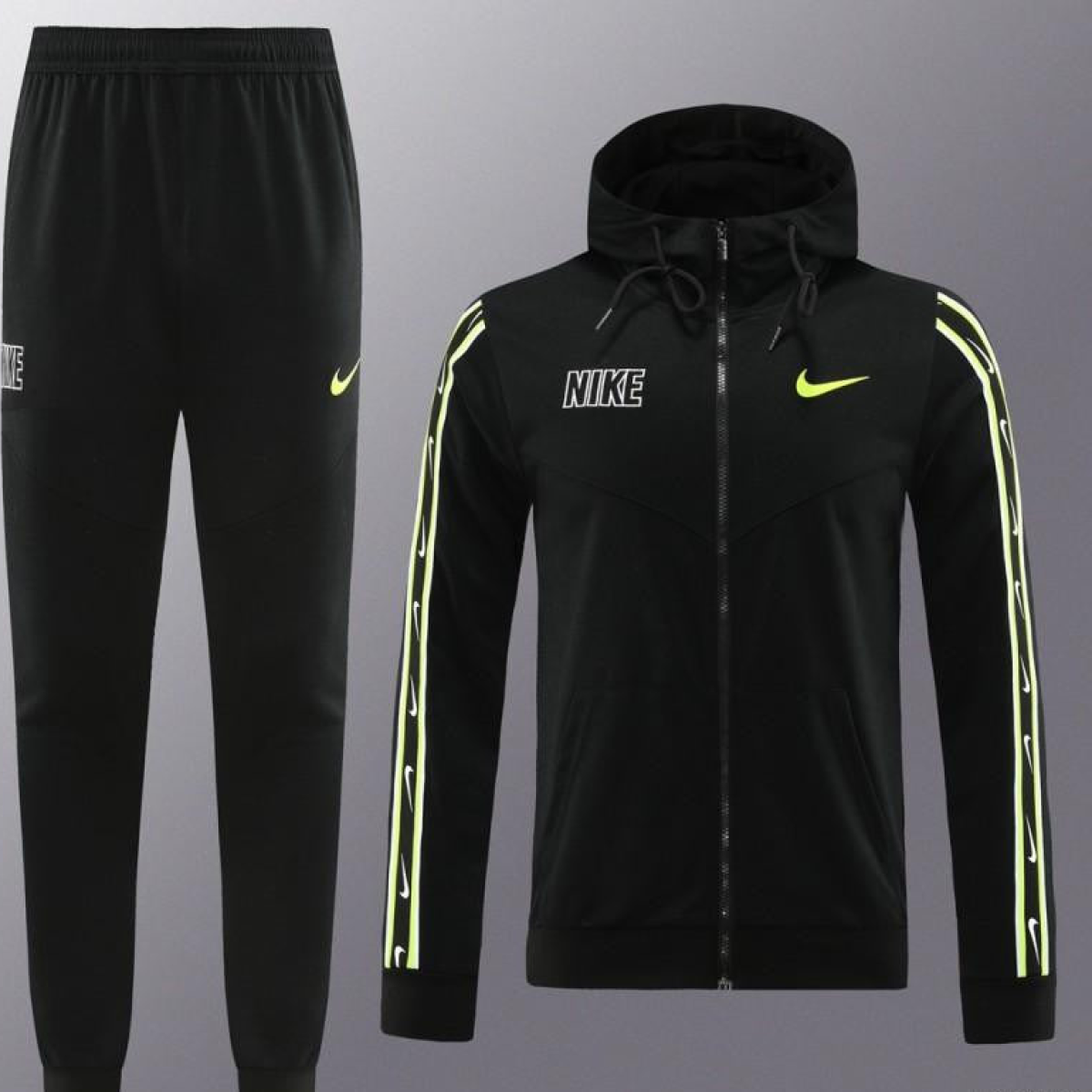 23/24 NIKE Black/Green Full Zipper Hooide Jacket+Pants