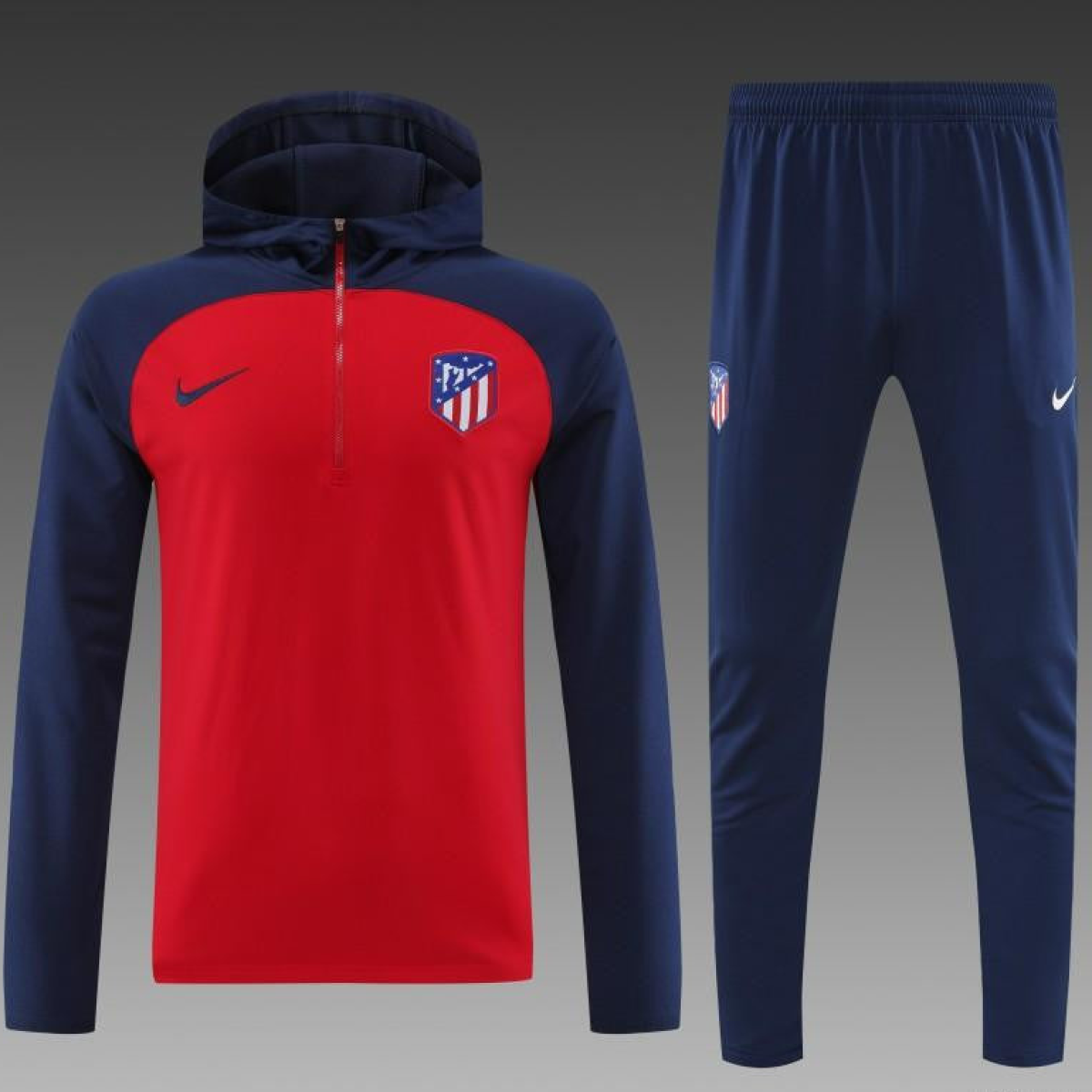 23/24 Atletico Madrid Red/Navy Half Zipper Jacket+ Pants
