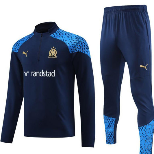 23/24 Olympique Marseille Navy Half Zipper Jacket+ Pants