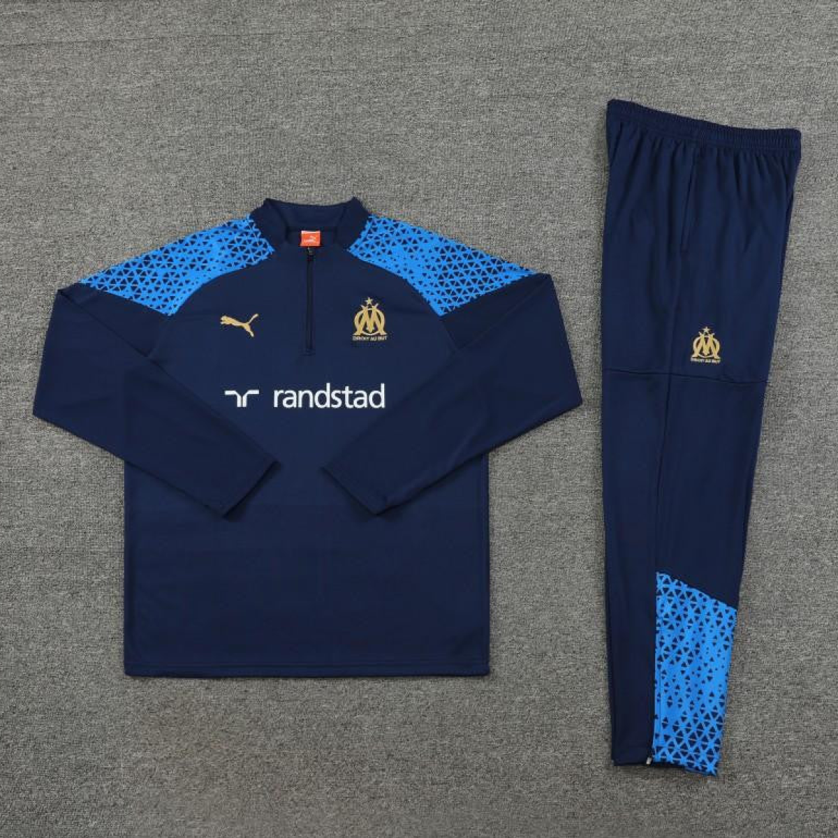 23/24 Olympique Marseille Navy Half Zipper Jacket+ Pants