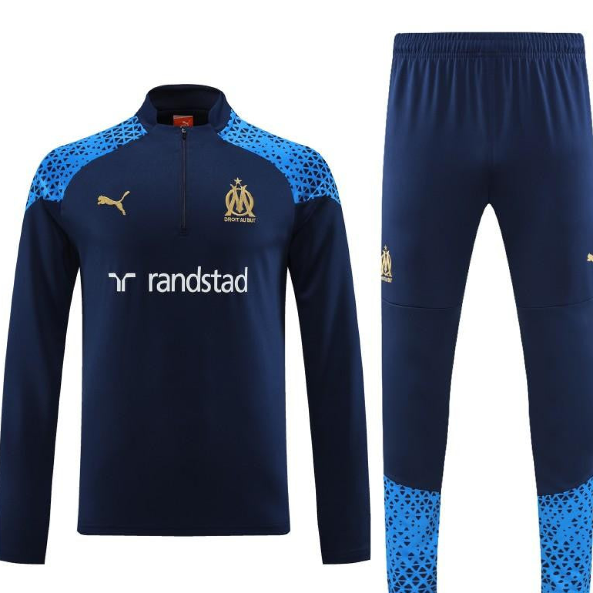 23/24 Olympique Marseille Navy Half Zipper Jacket+ Pants