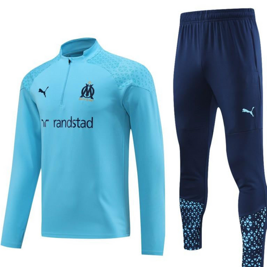 23/24 Olympique Marseille Blue Half Zipper Jacket+ Pants