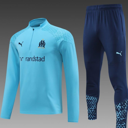 23/24 Olympique Marseille Blue Half Zipper Jacket+ Pants