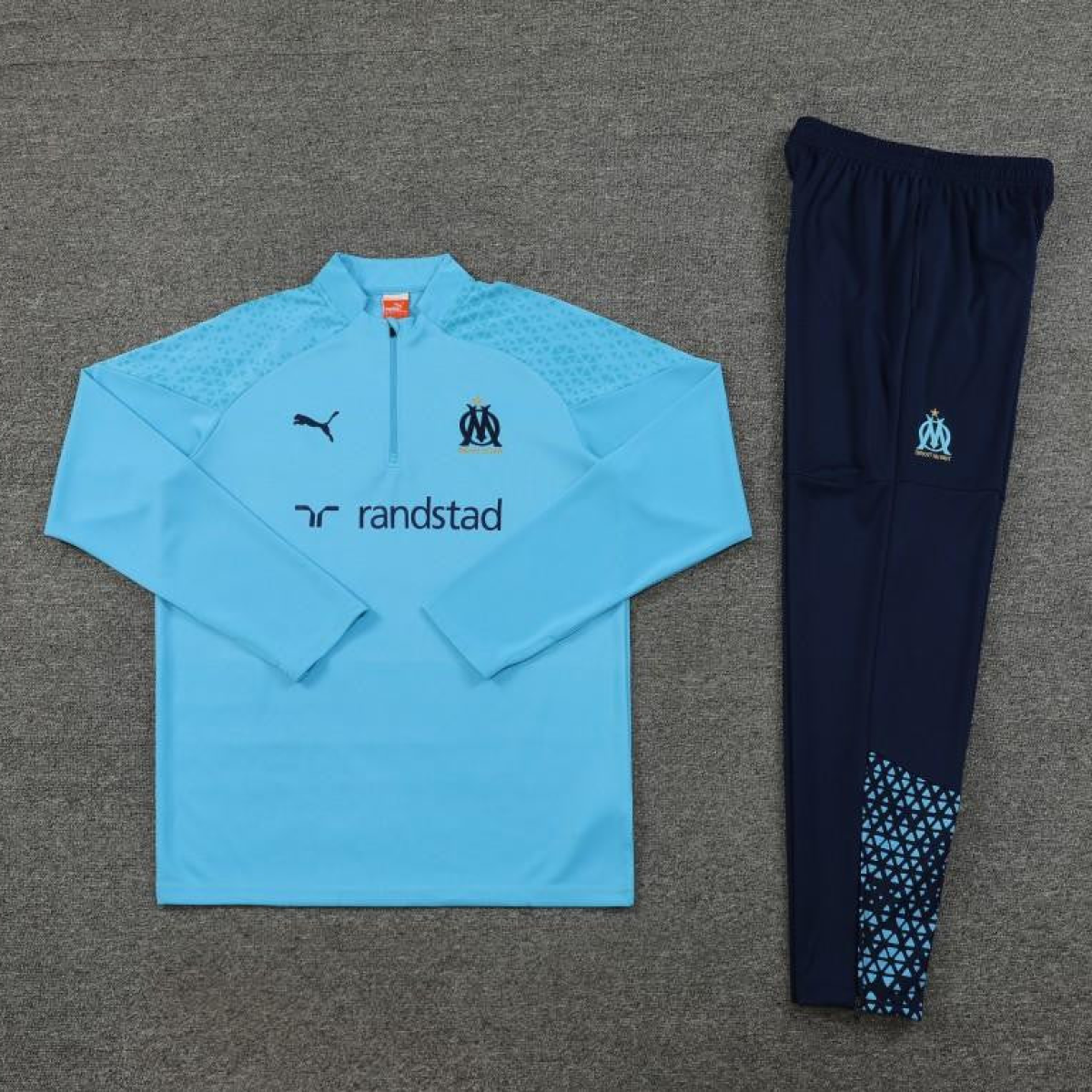 23/24 Olympique Marseille Blue Half Zipper Jacket+ Pants