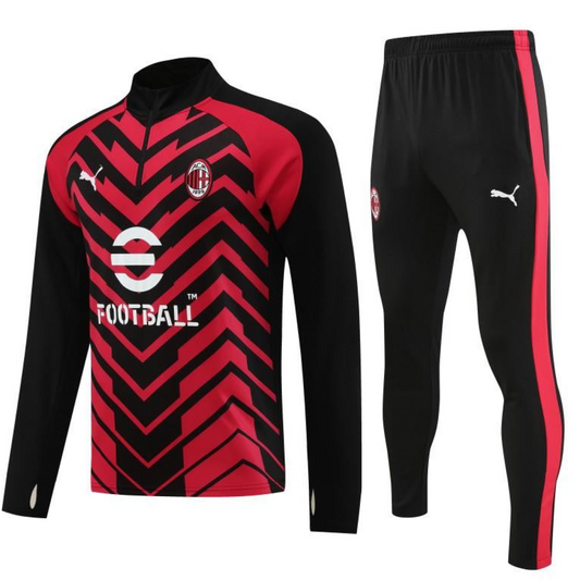 23/24 AC Milan Red Black Half Zipper Jacket+ Pants