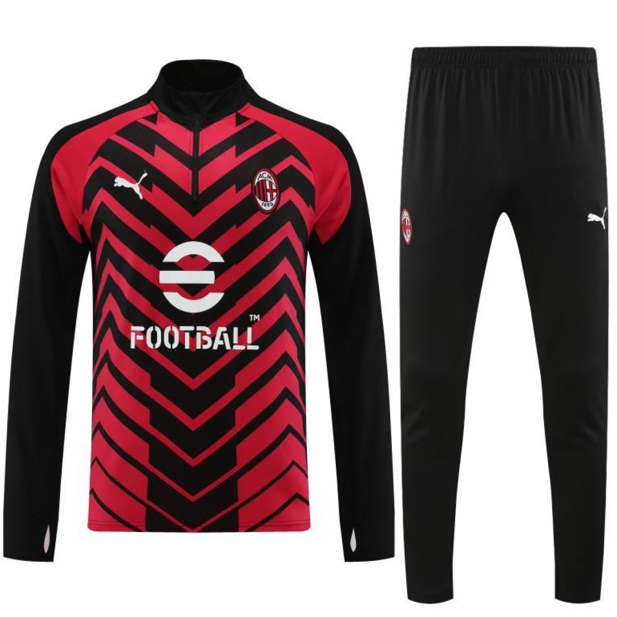 23/24 AC Milan Red Black Half Zipper Jacket+ Pants