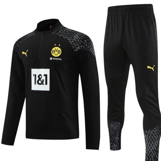 23/24 Borussia Dortmund Black Half Zipper Jacket+ Pants