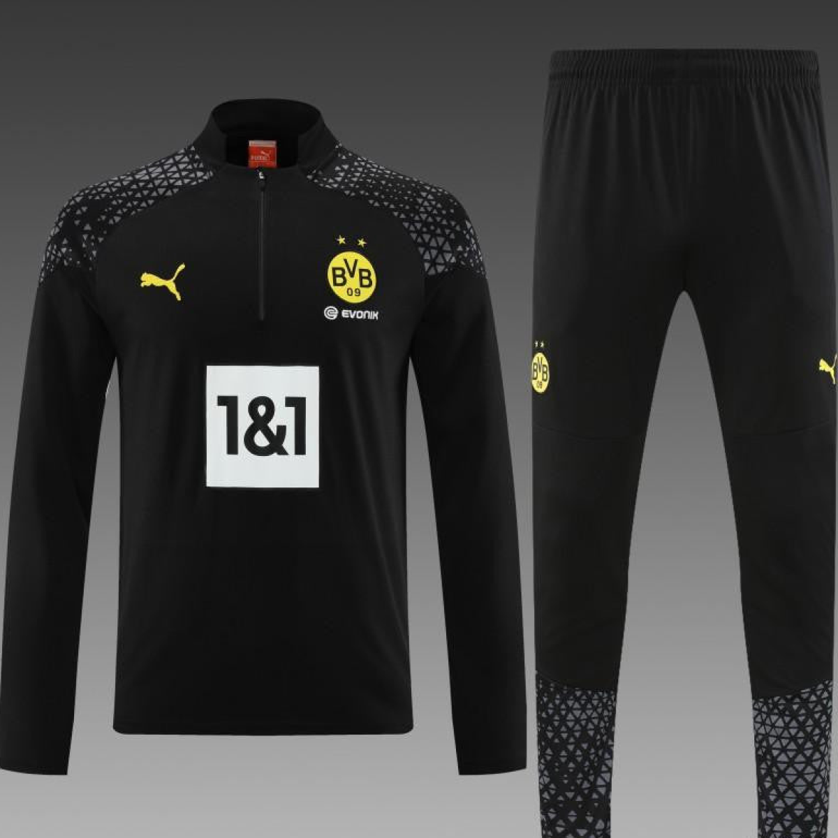 23/24 Borussia Dortmund Black Half Zipper Jacket+ Pants