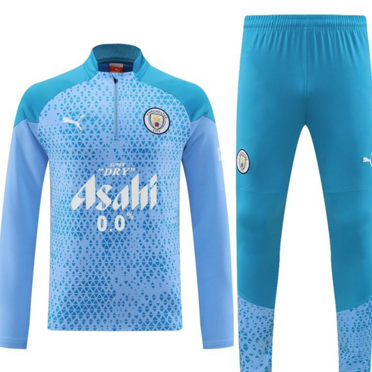 23/24 Manchester City Blue Mixed Color Half Zipper Jacket+ Pants