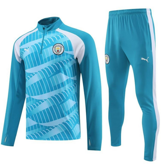 23/24 Manchester City Blue White Half Zipper Jacket+ Pants