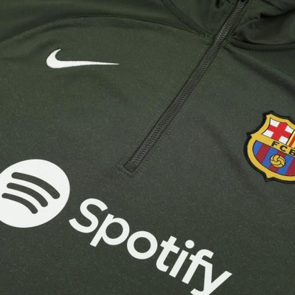 23/24 Barcelona Dark Green Hoodie Half Zipper Jacket+ Pants