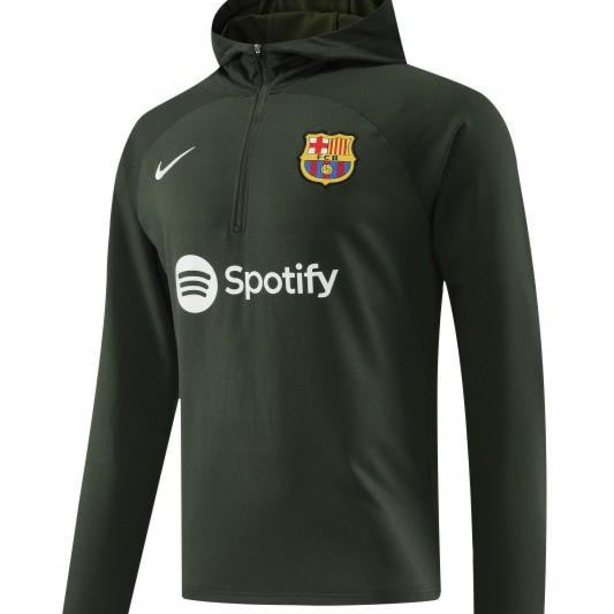 23/24 Barcelona Dark Green Hoodie Half Zipper Jacket+ Pants