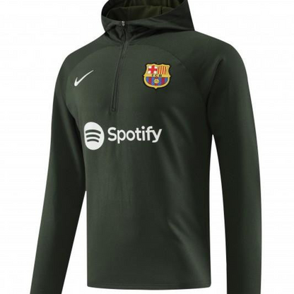 23/24 Barcelona Dark Green Hoodie Half Zipper Jacket+ Pants