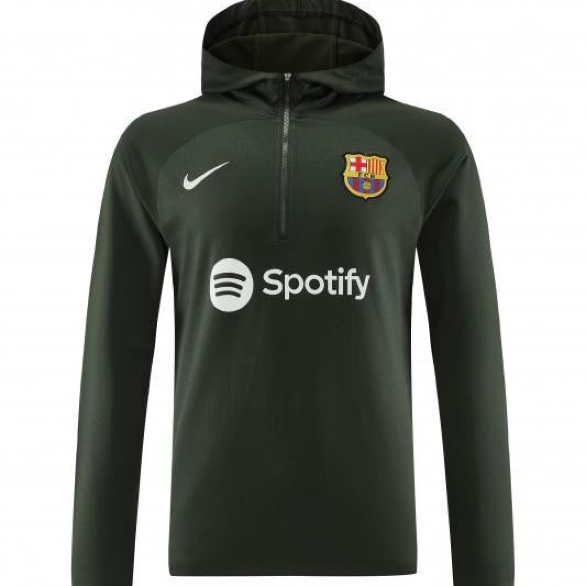 23/24 Barcelona Dark Green Hoodie Half Zipper Jacket+ Pants