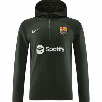23/24 Barcelona Dark Green Hoodie Half Zipper Jacket+ Pants