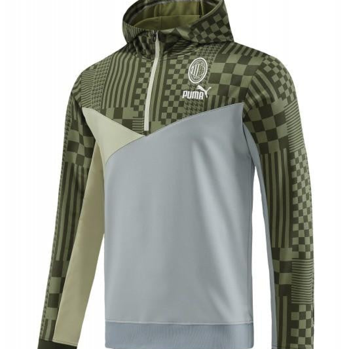 23/24 PUMA Green Grey Hoodie Half Zipper Jacket+Pants