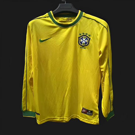 Retro 1998 Brazil Home Long Sleeve Jersey