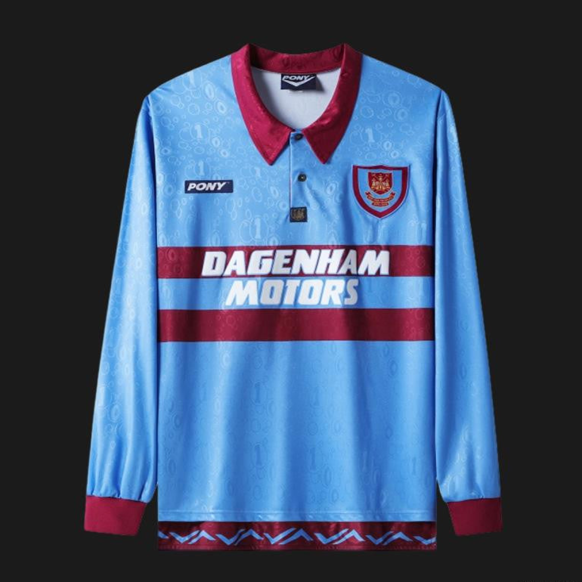 Retro 95/97 West Ham United Long Sleeve Away Blue Jersey