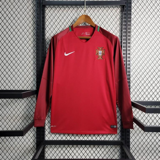 Retro 2016  Portugal Home Long Sleeve Jersey