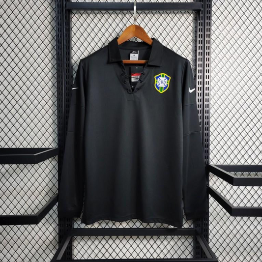 Retro 2004 Brazil Special Edition Black Long Sleeve Jersey