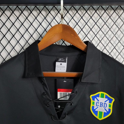 Retro 2004 Brazil Special Edition Black Long Sleeve Jersey