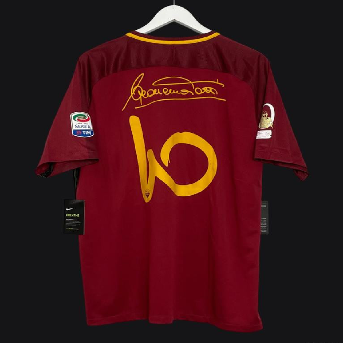 Retro 17/18 AS Roma Home Jersey Francesco Totti Signature Jersey Tribute For Last Match