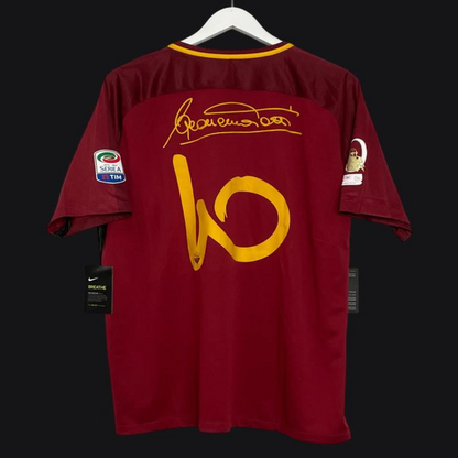 Retro 17/18 AS Roma Home Jersey Francesco Totti Signature Jersey Tribute For Last Match