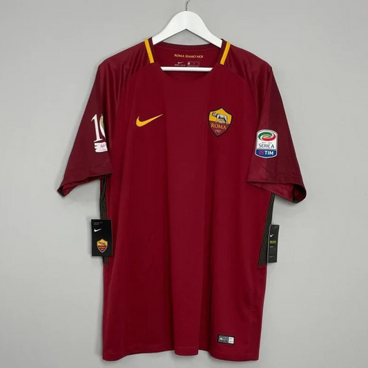 Retro 17/18 AS Roma Home Jersey Francesco Totti Signature Jersey Tribute For Last Match