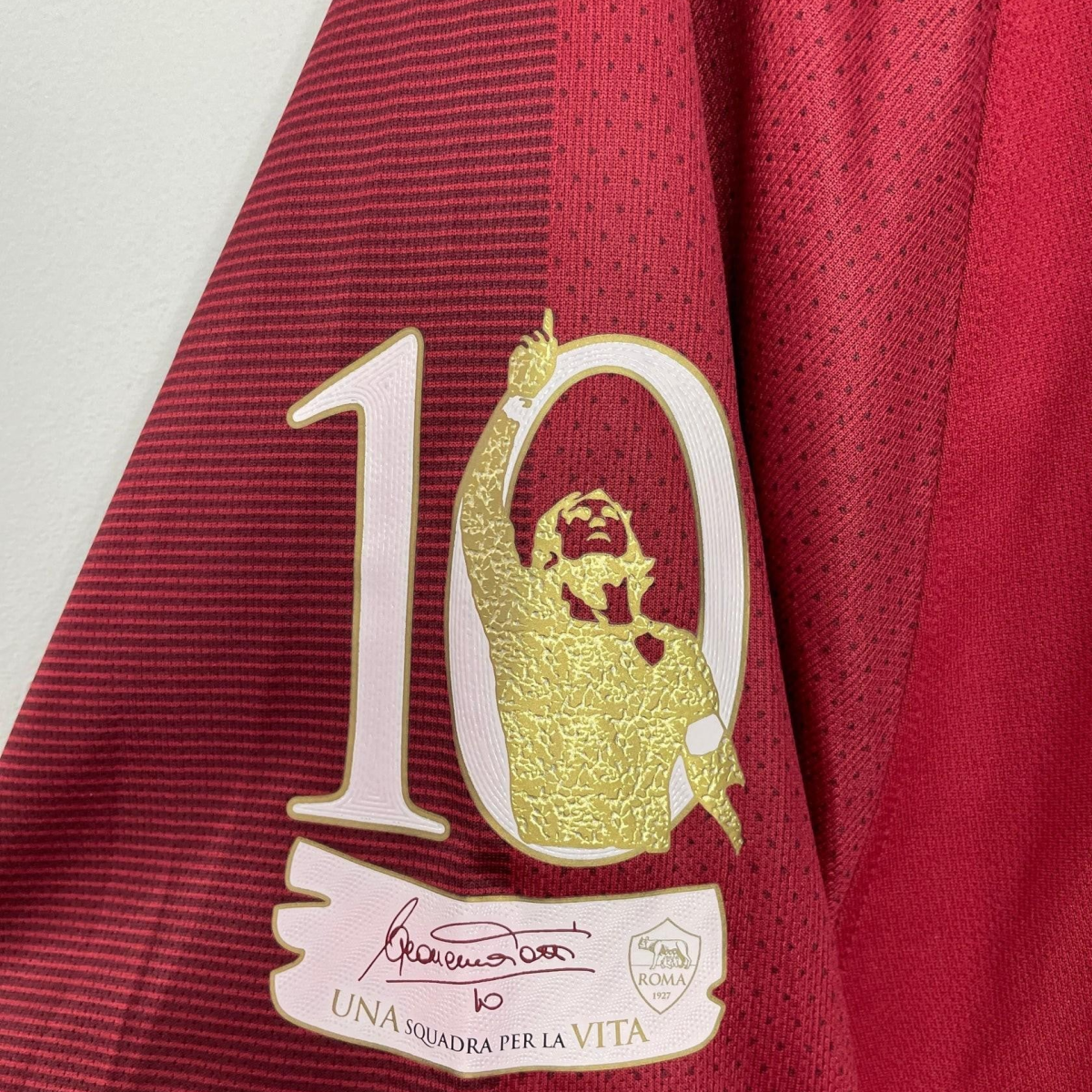 Retro 17/18 AS Roma Home Jersey Francesco Totti Signature Jersey Tribute For Last Match