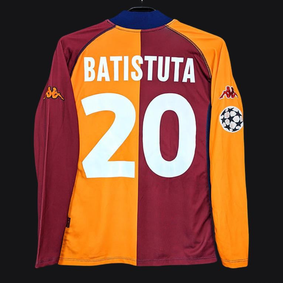 Retro 00/01 AS Roma Home Long Sleeve Jersey With Champion Patches