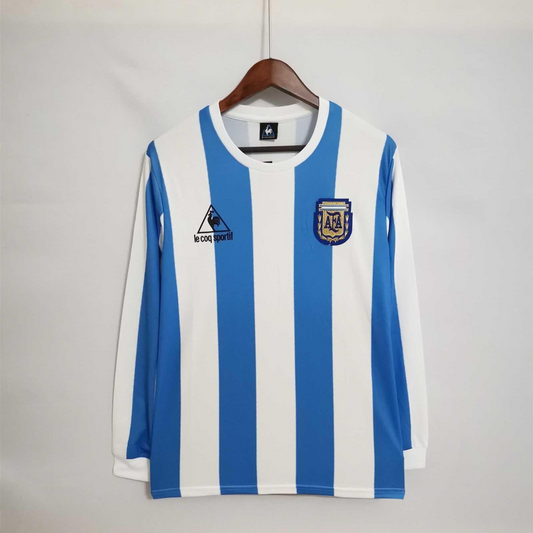 Retro 1986 Argentina Home Long Sleeve Jersey