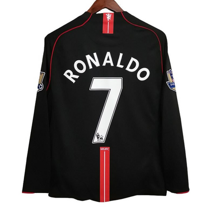 Retro 07/08 Manchester United Away Black Long Sleeve Jersey