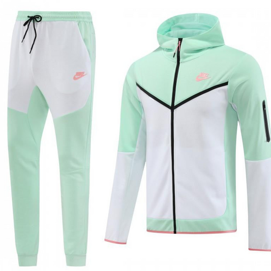 2023 Nike White Green Full Zipper Hoodie Jacket +Pants