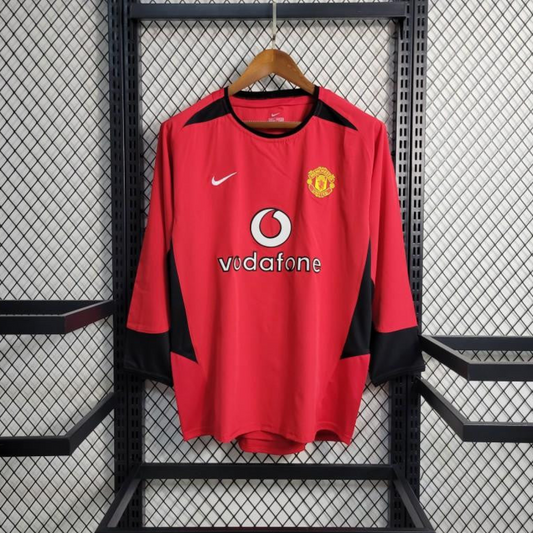 Retro 02/04 Manchester United Long Sleeve Home Jersey