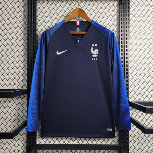 Retro 2018 France Home Long Sleeve Jersey