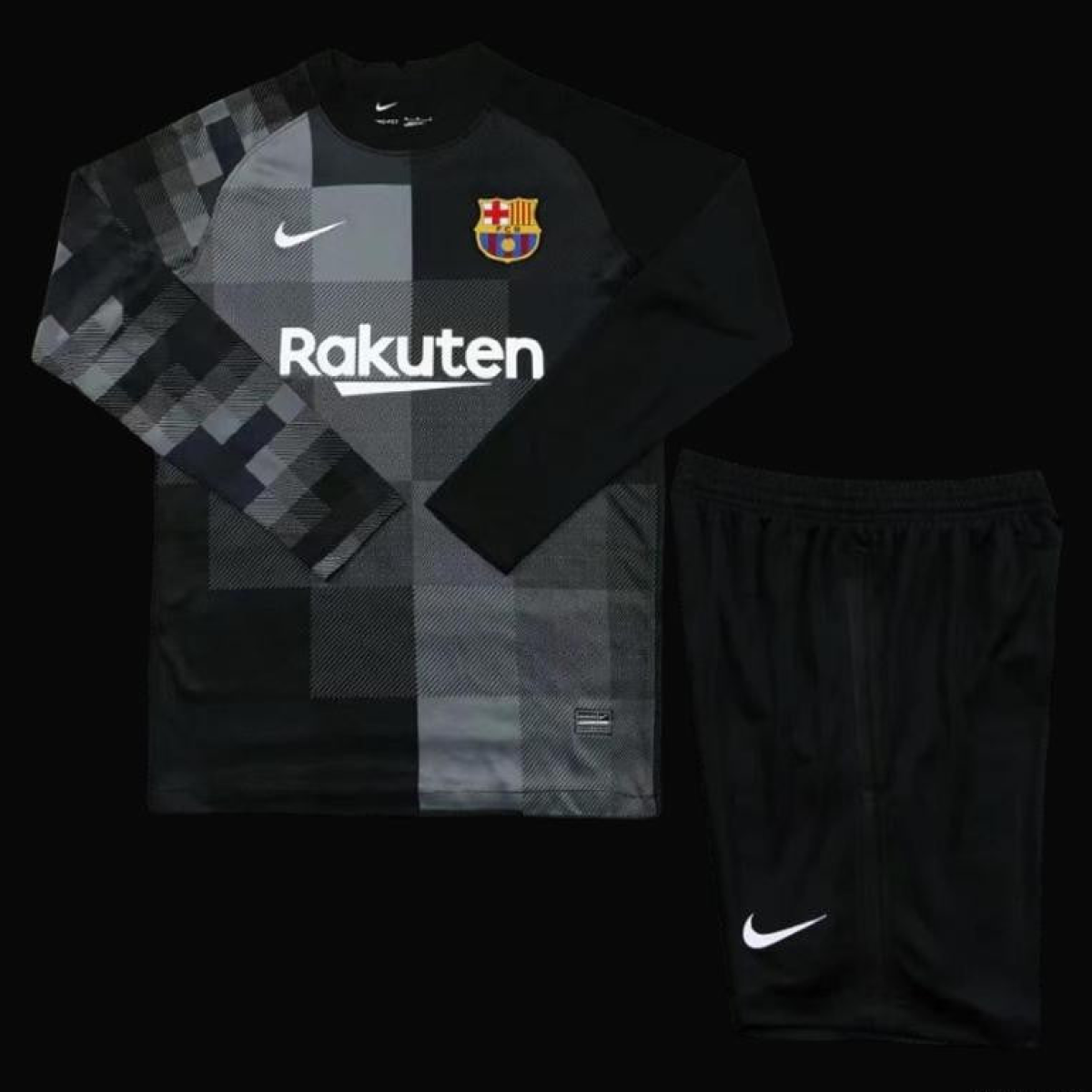 21/22 Barcelona Long Sleeve Black Goalkeeper Jesrey+Shorts