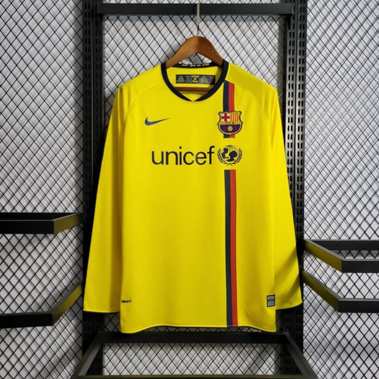 Long Sleeve Retro 08/09 Barcelona Away Yellow Jersey