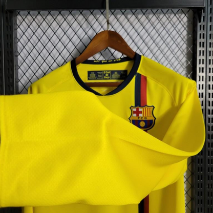 Long Sleeve Retro 08/09 Barcelona Away Yellow Jersey