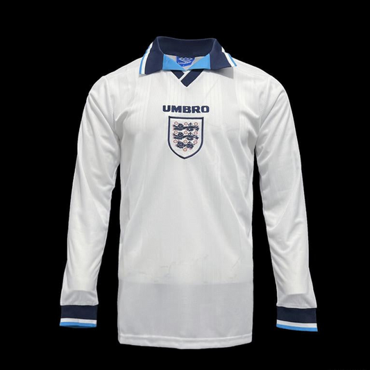 Long Sleeve Retro 1996 England Home Soccer Jersey