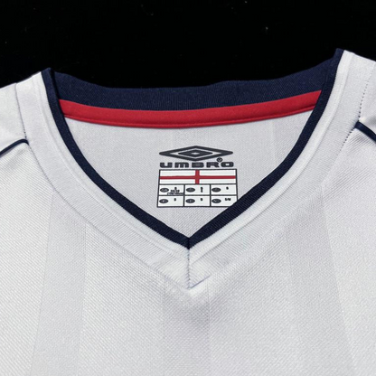 Long Sleeve Retro 2002 England Home Soccer Jersey