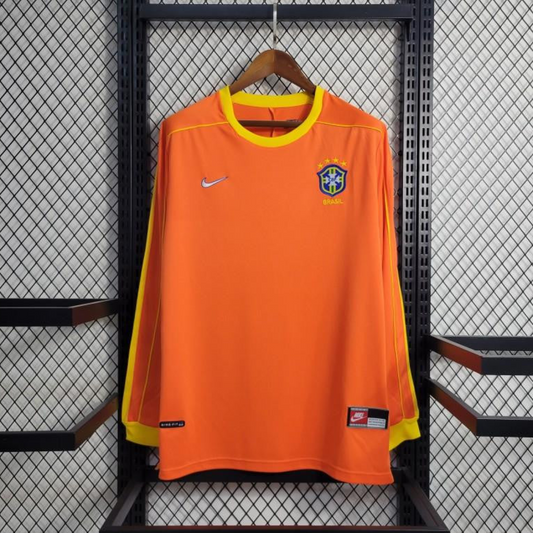 Retro Long Sleeve 1998 Brazil Goalkeeper Orange Jersey
